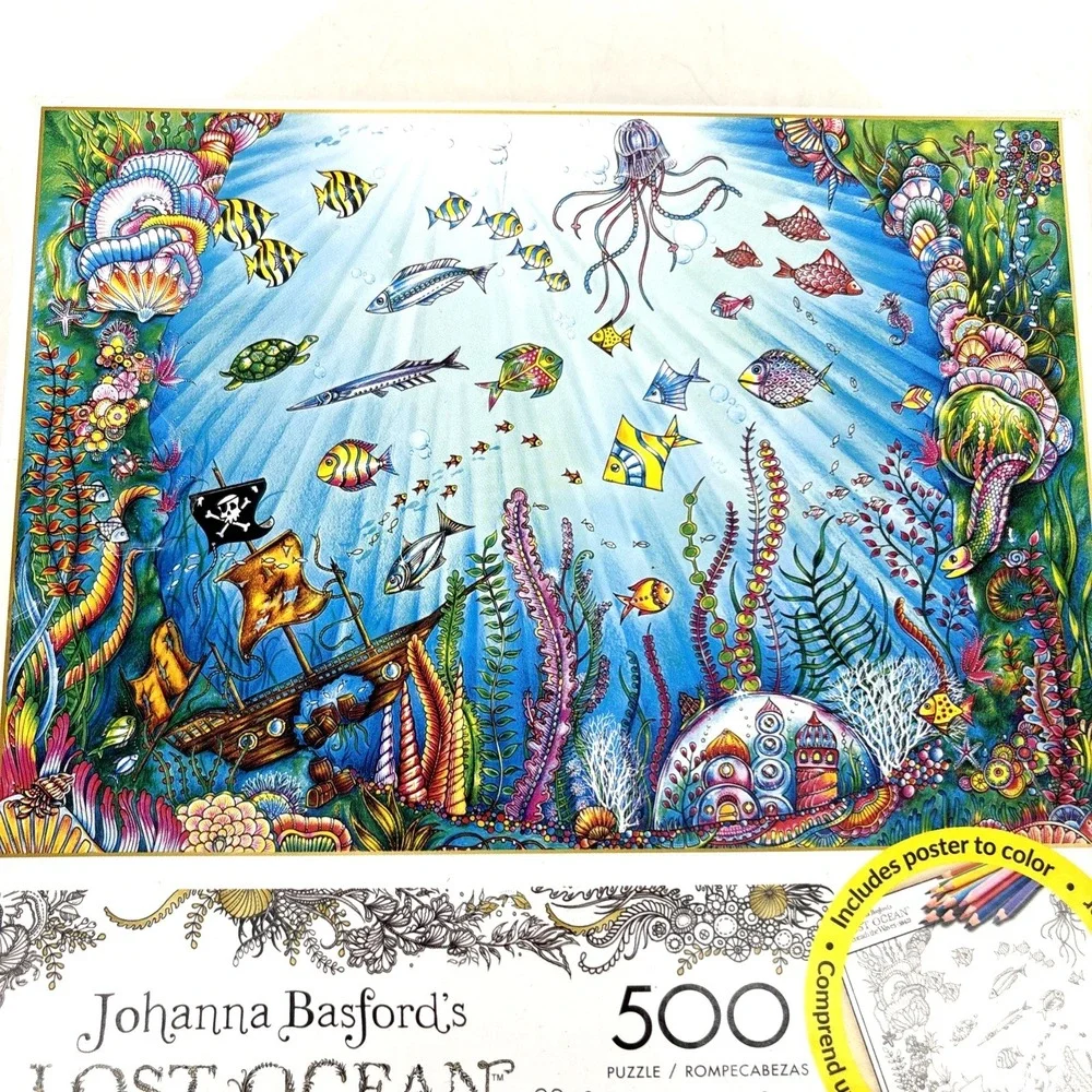 Buffalo Johanna Basford's Lost Ocean Beneath The Waves 500 Piece Puzzle w Poster
